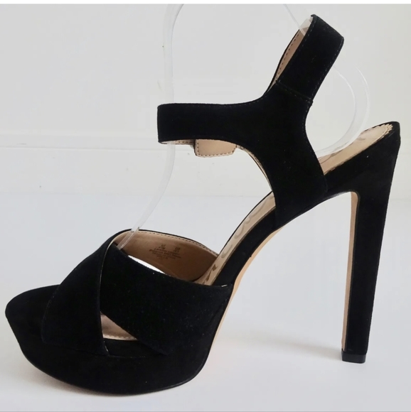 Sam Edelman Willa Y2K black leather very high heel sandals shoes buckle UK 7/7.5 - Picture 2 of 12